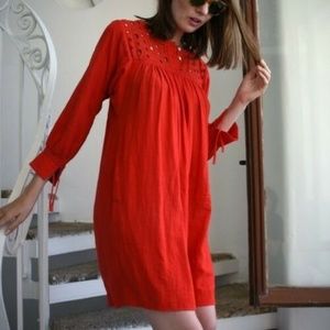 Madewell 'Daybreak' Babydoll Peasant Dress - XS - Red!